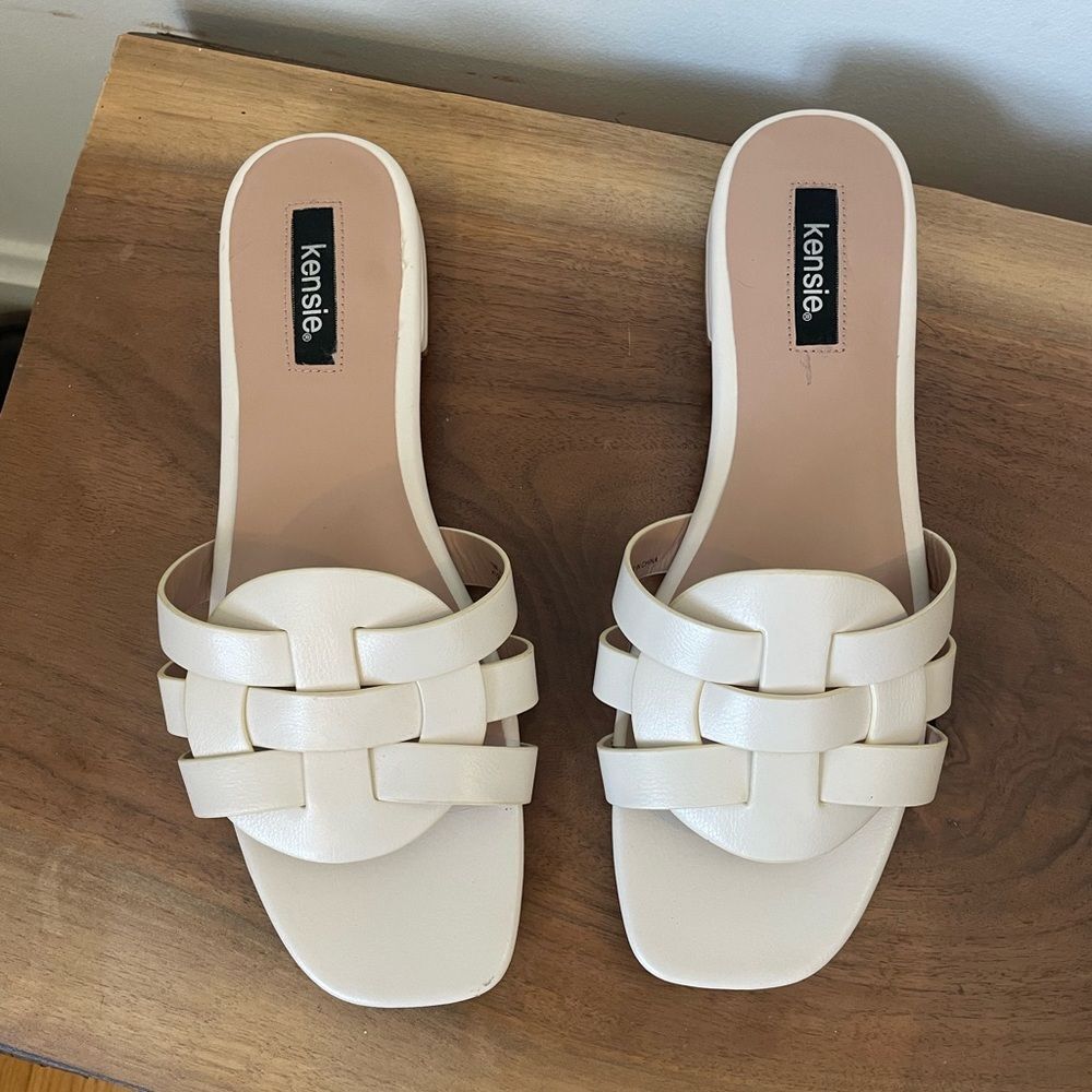 Kensie Womens Off-White Janiyah Sandal Size 10 Summer Cottagecore Coastal